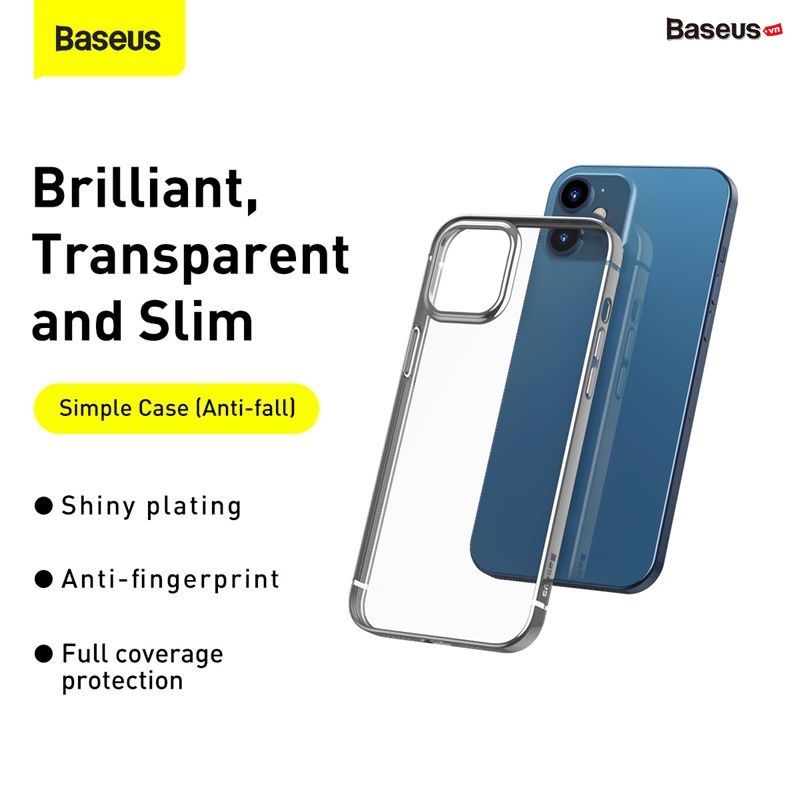  Ốp lưng Silicone dẻo trong suốt viền si màu Baseus Shining Case cho iPhone 12 Series (Soft TPU Silicone, Super Clear Case) 