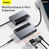  Hub chuyển đổi 6 in 1 Baseus Magic Multifunctional cho iPad/ Macbook and Surface Pro 7 (Type-C to USB 3.0, SD/TF 3.0, HDMI 4K60Hz, AUX 3.5mm, Type C PD100W, HUB with a Retractable Clip Standard Edition) 