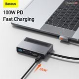  Hub chuyển đổi 6 in 1 Baseus Magic Multifunctional cho iPad/ Macbook and Surface Pro 7 (Type-C to USB 3.0, SD/TF 3.0, HDMI 4K60Hz, AUX 3.5mm, Type C PD100W, HUB with a Retractable Clip Standard Edition) 