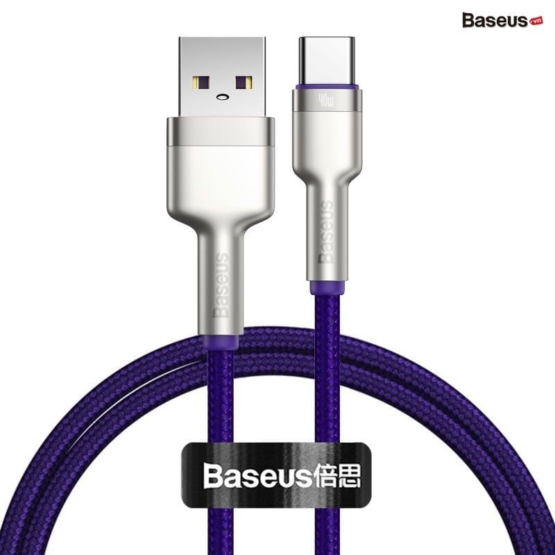 Cáp sạc nhanh, siêu bền Baseus Cafule Metal Series Type C 40W (USB to Type C, Zinc Alloy Material, Super Quick charge  Data Cable ) 