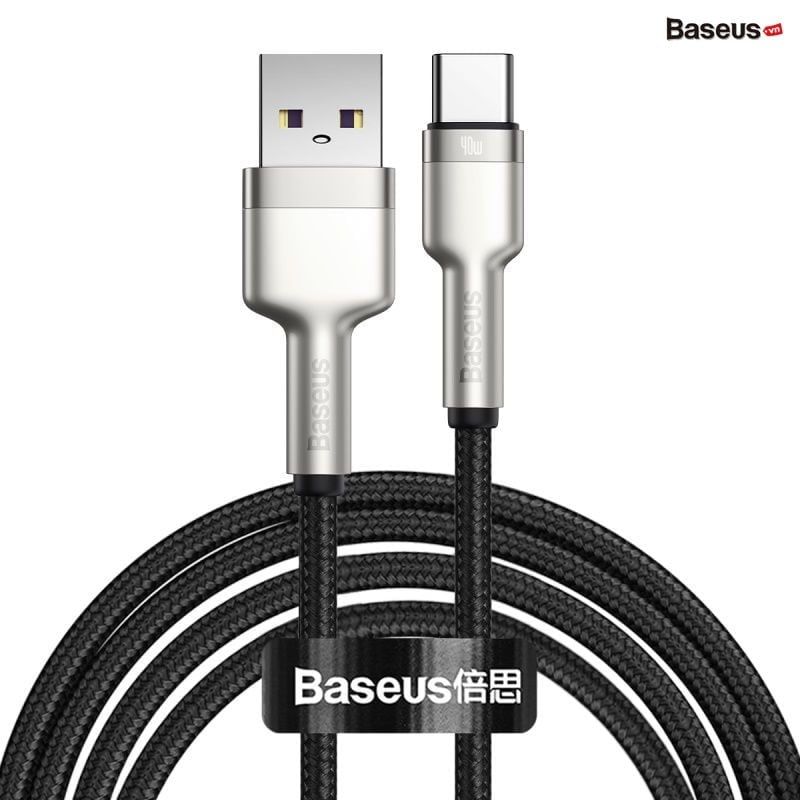  Cáp sạc nhanh, siêu bền Baseus Cafule Metal Series Type C 40W (USB to Type C, Zinc Alloy Material, Super Quick charge  Data Cable ) 