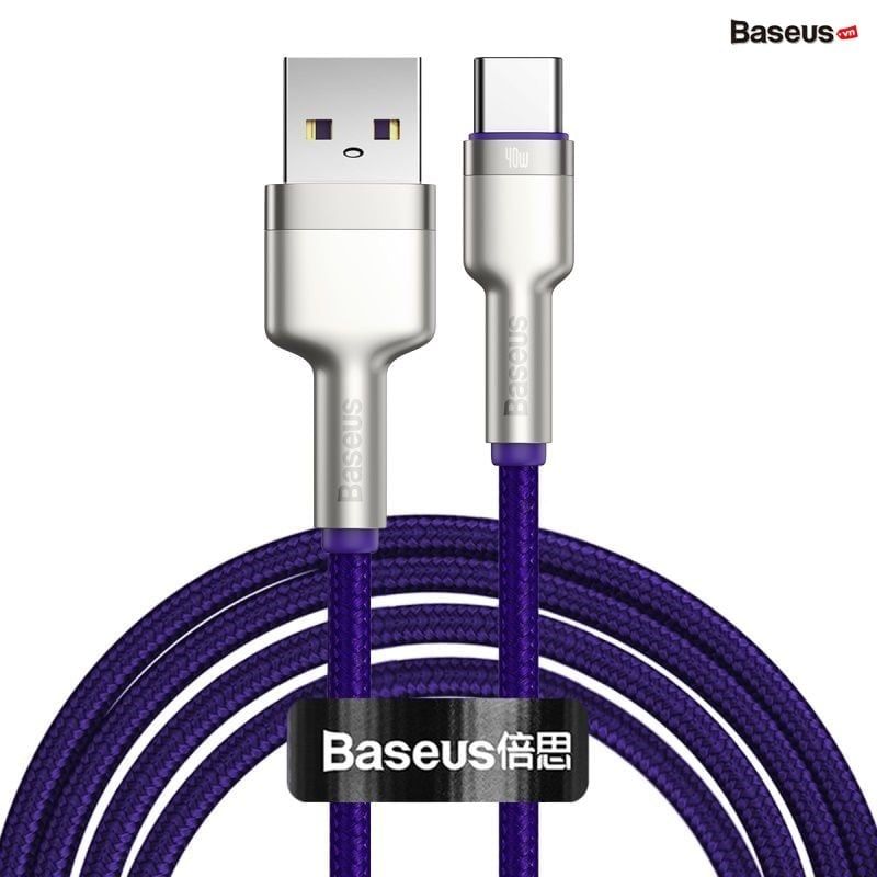  Cáp sạc nhanh, siêu bền Baseus Cafule Metal Series Type C 40W (USB to Type C, Zinc Alloy Material, Super Quick charge  Data Cable ) 