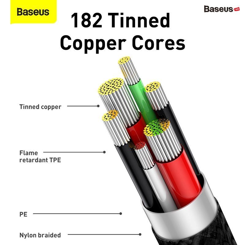  Cáp sạc nhanh, vải dù siêu bền, đầu gập 90 độ Baseus Legend Series Elbow Type C 66W (LED/Elbow Design, USB to Type C Fast Charging Cable) 