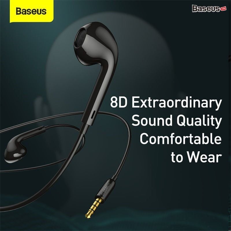  Tai nghe có dây Baseus Encok H16 (8D sound effect, HD microphone, AUX 3.5mm Wire Earphones) 