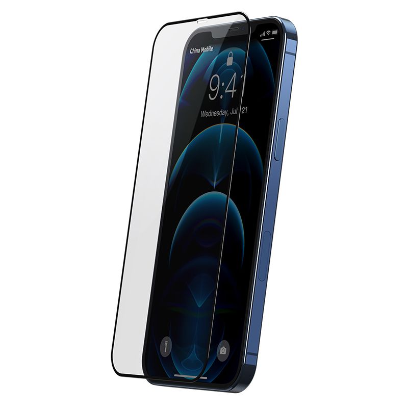 Baseus 0.3mm Full-screen and Full-glass Tempered Glass Film and anti-blue light For iP 12 Pro Max 6.7inch 2020(2pcs/pack+Pasting Artifact) Black