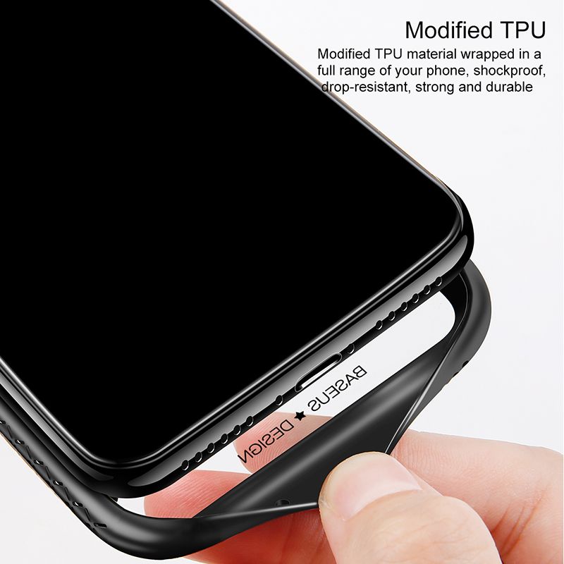  Ốp lưng kính cường lực viền Silicone chống sốc Baseus See-through Glass Case cho iphone XS/ XR/ XS Max (Tempered Glass + Soft Silicone ) 