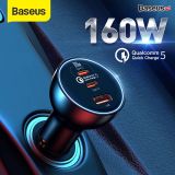  Tẩu Sạc Nhanh Công Suất Cao Baseus Multi Port Car Fast Charger 160W (USB + Dual Type C Port, Tặng Kèm Cáp C to C 100W, Quick Charge™ 5.0) 