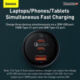  Tẩu Sạc Nhanh Công Suất Cao Baseus Multi Port Car Fast Charger 160W (USB + Dual Type C Port, Tặng Kèm Cáp C to C 100W, Quick Charge™ 5.0) 