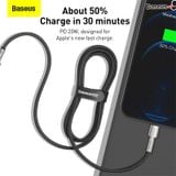  Cáp sạc nhanh C to Lightning 20W cho iPhone 12 Series Baseus Cafule Metal Series (20W, Type C to Lightning Fast charge  Data Cable) 