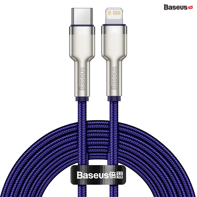  Cáp sạc nhanh C to Lightning 20W cho iPhone 12 Series Baseus Cafule Metal Series (20W, Type C to Lightning Fast charge  Data Cable) 