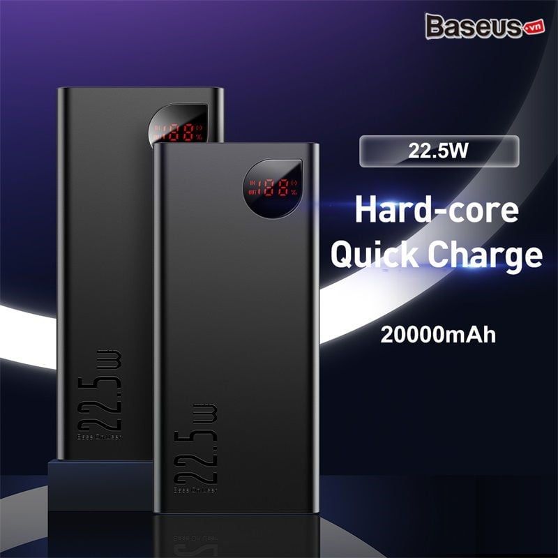  Pin dự phòng sạc nhanh, vỏ kim loại Baseus Adaman Metal Digital Display Quick Charge Power Bank (10.000mAh/20.000mAh, 22.5W, PD/QC3.0 Quick charge Power Bank, 2022 New Edition) 