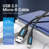  Cáp sạc nhanh Micro USB VENTION COLBF (3A, USB-A to Micro USB, 1m) 