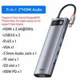  Hub chuyển đa năng Baseus Metal Gleam Series Multifunctional Docking Station cho Macbook/Laptop/Smartphone/Tablet/iPad (Type-C to HDMI/DP/VGA/USB3.1/USB3.0/LAN/SD Card Reader/Type C PD 100W, Multifunctional HUB) 