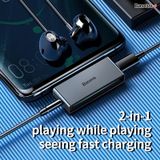  Đầu chuyển Type C sang Audio AUX 3.5mm  Type C Baseus L57 hỗ trợ sạc nhanh (18W, PD Quick charge) 