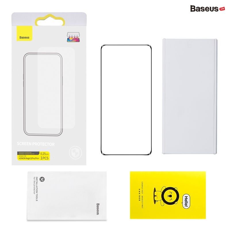  Baseus 0.25mm Full Screen Curved Surface Full Rubber Tempered Glass Film for HONOR Magic3/Pro/Pro+ 