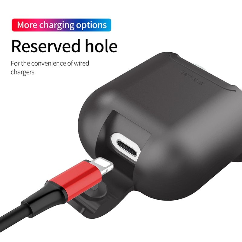  Bao Silicone bảo vệ tích hợp sạc không dây Baseus Wireless Charger dùng cho tai nghe Apple Airpods (Qi Wireless Charger Case) 