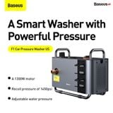  Máy nén tăng áp đa năng Baseus F1 Pressure Car Smart Washer ( 1300W/1450psi/ IPX5, Automatic Star/Stop, Intelligent Adjust Pressure, Car Washing Machine) 