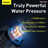 Máy nén tăng áp đa năng Baseus F1 Pressure Car Smart Washer ( 1300W/1450psi/ IPX5, Automatic Star/Stop, Intelligent Adjust Pressure, Car Washing Machine) 