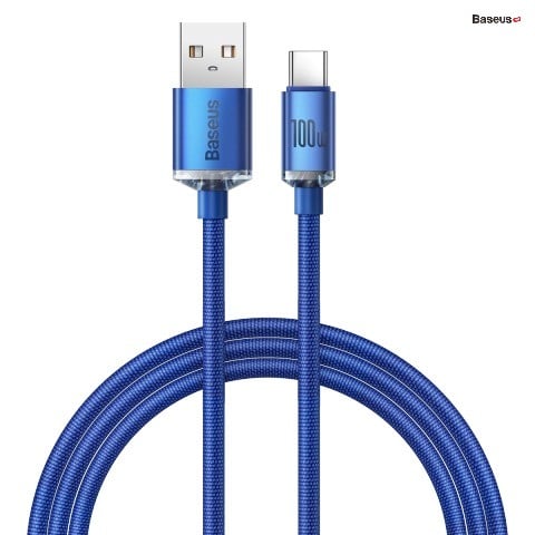Cáp sạc Baseus Crystal Shine Series Fast Charging Data Cable USB to Type-C 100W 2m Blue
