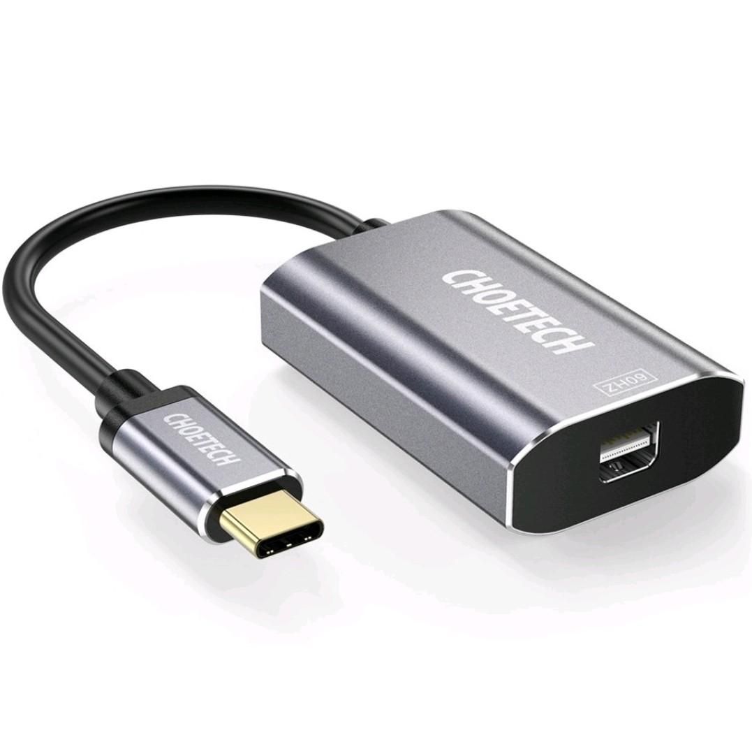  Bộ chuyển đổi Type C sang Mini DP Choetech M06 4k@60Hz Adapter (HUB-M6, USB-C to Mini Display Port  Type C PD Charging) 