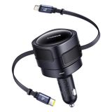  Tẩu Sạc Đa Năng Kèm Cáp Sạc Baseus Enjoyment Max 60W (With Built-in C+Lightning / C+C Retractable Cables 0.8m, 180° Rotation Design) 