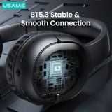  Tai Nghe Chụp Tai USAMS YG23 (Bluetooth v5.3, 300mAh, 40hrs, 3D Stereo Sound, HD calls, thumping bass, customized 3D stereo sound, immersive music listening) 