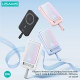  Pin Dự Phòng Không Dây USAMS CD219 10000mAh 20W (15W Wireless Charging, With Type-C Cable & Bracket) 