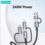  Cáp Sạc Nhanh 6 in 1 USAMS SJ737/SJ738 240W USB/Type-C sang M+L+C (480Mbps) 