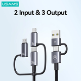  Cáp Sạc Nhanh 6 in 1 USAMS SJ737/SJ738 240W USB/Type-C sang M+L+C (480Mbps) 