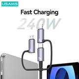  Cáp Sạc Nhanh 6 in 1 USAMS SJ737/SJ738 240W USB/Type-C sang M+L+C (480Mbps) 
