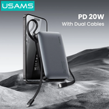  Pin Dự Phòng USAMS CD228 10000mAh 20W (Digital Display, Kèm Cáp Type-C + Lightning) 