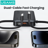  Pin Dự Phòng USAMS CD228 10000mAh 20W (Digital Display, Kèm Cáp Type-C + Lightning) 