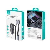  Tẩu Sạc Cho Ô Tô kèm cáp sạc 2 đầu USAMS CC287 66W 2-in-1 Car Charger (With Built-in C + Lightning 1.2m Cable) 