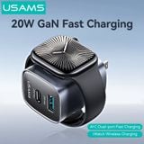  Củ Sạc Nhanh Đa Năng C+A GaN USAMS CC293 T67 20W (With iWatch Charger) 