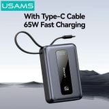  Pin Dự Phòng USAMS CD243 20000mAh 65W (Digital Display, 3-Port, With Built-in Type-C Cable, 3C Certification) 