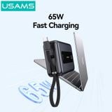  Pin Dự Phòng USAMS CD243 20000mAh 65W (Digital Display, 3-Port, With Built-in Type-C Cable, 3C Certification) 