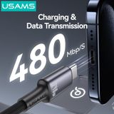  Cáp Sạc Nhanh Sợi Bọc Dù Siêu Bền USAMS SJ751 C to C Fast Charge Cable 240W (Colorful Light, 480Mbps, 1.2m) 