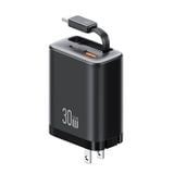  Củ Sạc Nhanh 2C+1A GaN USAMS CC297 30W (With Type-C Rectangle Built-in cable) 
