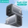  Củ Sạc Nhanh 2C GaN USAMS CC306 45W (Dual Type-C port, Multiple Protection) 
