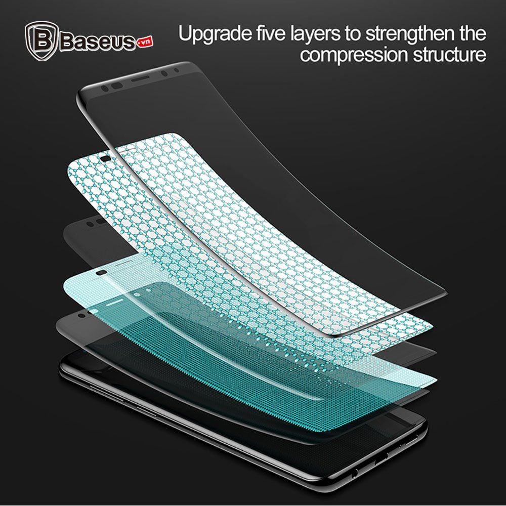  Kính cường lực 3D Baseus LV241 cho Samsung S9 / S9 Plus (0.3mm, kính chống trầy, All-Screen Arc -Surface) 