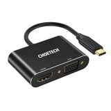  HUB chuyển Type C to HDMI  VGA CHOETECH M07BK/M17 2 in 1 Adapter cho Macbook/Laptop/iPad/Tablet/Smartphone (HUB-M07BK-V1, C to HDMI 4K@60Hz VGA 1080 Full HD) 