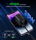  Củ Sạc Nhanh 2C Choetech PD6051 Display 35W (US Plug) 