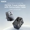  Củ Sạc Nhanh Đa Năng Du Lịch Toàn Cầu ROCK Travel Adapter 70W (EU/UK/AU/US, with Type-C Built-in Retractable Cable) 