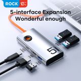  Hub Mở Rộng Kết Nối Đa Năng ROCK TR31 5 in 1 Type-C to PD+USB3.0X3 Multi-function Docking Station(4K60HZ) 