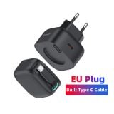  Củ Sạc Nhanh USAMS GaN Charger 35W Type C PD Fast Phone Charger Built in Quick Charge Cable EU Plug 