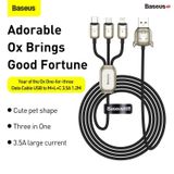  Cáp sạc đa năng bản đặc biệt Baseus Year of the Ox One-for-three Data Cable USB For M+L+C ( 3.5A, 1.2m ) 