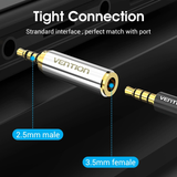  Jack Chuyển Đổi Âm Thanh 2.5mm to 3.5mm VENTION VAB-S02 (Male to Female) 