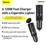  Tẩu sạc nhanh mở rộng 120W Baseus Share Together Fast Charge dùng cho xe hơi (120W, TypeC/USB Port, QC/PD3.0 Car Quick Charger with Cigarette Lighter Expansion Port) 