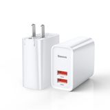  Bộ sạc nhanh đa năng Baseus Speed Dual Quick charger 30W dùng cho iPhone/ iPad/ Samsung/ Huawei (2 Port, Dual USB QC3.0 / USB QC3.0 + Type C PD) 