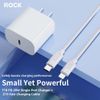  Combo Củ Sạc Nhanh 1C Kèm Cáp C to Lightning ROCK T18 20W (Work with MFi certified PD fast charging cable) 
